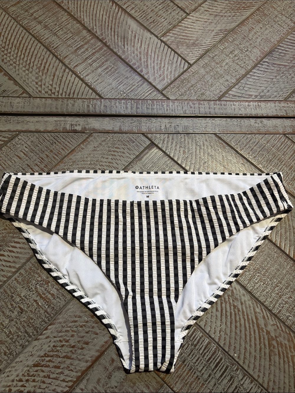 Athleta Black & White Vertical Stripe Bikini Bottom
